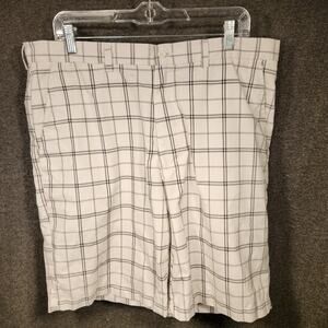 BEN HOGAN Performance  White Gray Windowpane Plaid Lightweight Shorts Mens 36